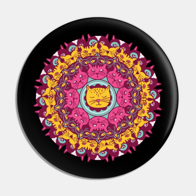 CAT MANDALA colorful cute kittens Pin by Midoart