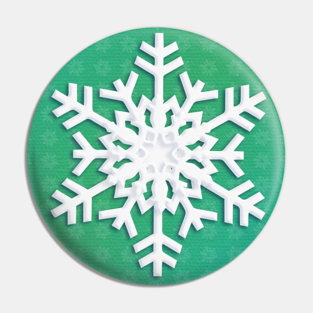 Snowflake Winter Holiday Christmas Kids Party Decoration. White Snowflake on green christmas tree background. Pin by sofiartmedia