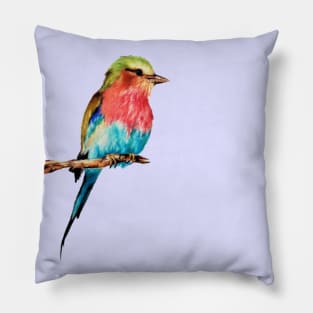 Lonely Colorful Bird On A Branch Pillow