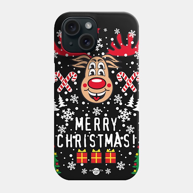 215 Reindeer Rudolph Merry Christmas Funny Deer Phone Case by Margarita7