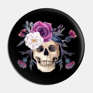 Forest Witch Violet Skull Pin