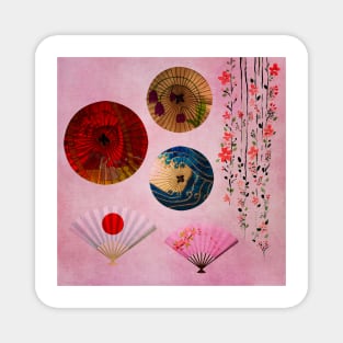 Japanese Parasols and Fans Magnet