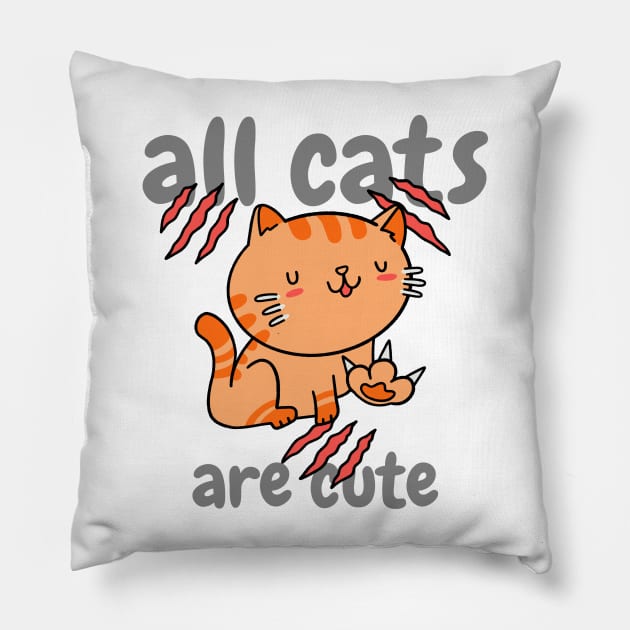 All Cats are Cute Pillow by quilimo