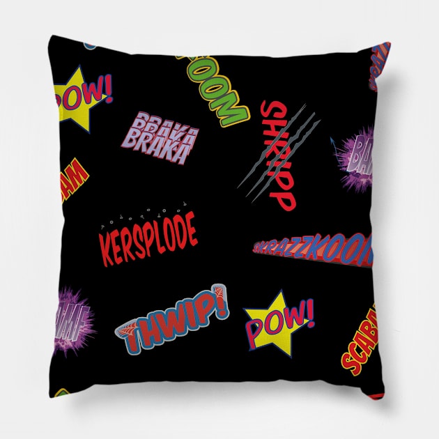 Comic Sounds Pillow by Altdisney