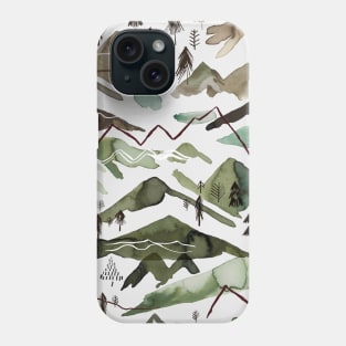 Pocket - WATERCOLOR MOUNTAINS GOLD GREEN Phone Case