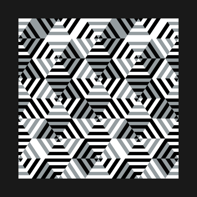 Retro Black and White Hexagons by Carolina Díaz