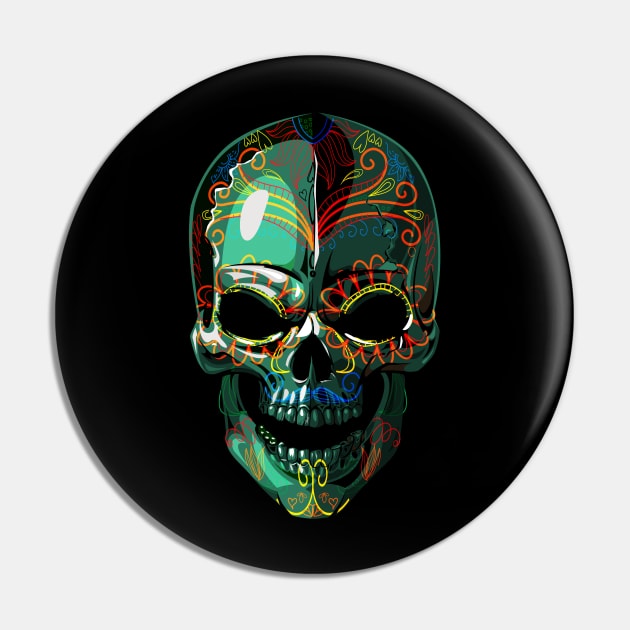 Dia de los Muertos skull Pin by Digster