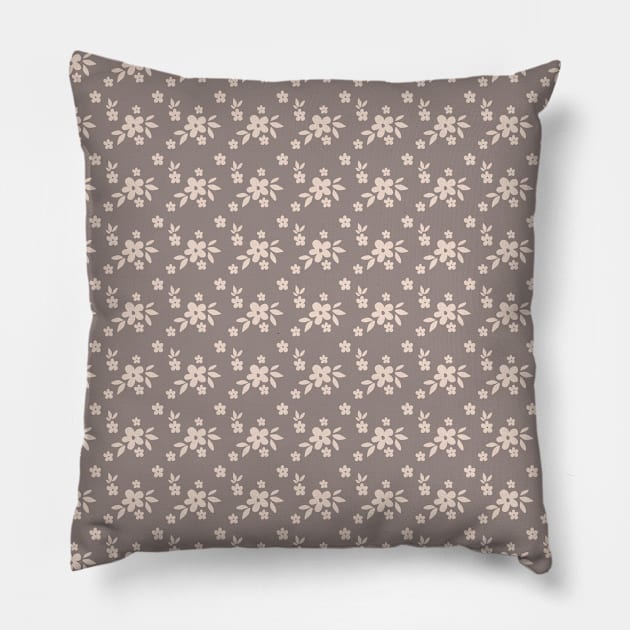 Floral pattern in beige shades Pillow by Lastdrop