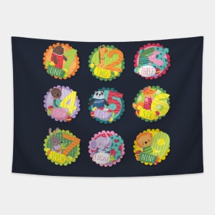 Round animals numbers Tapestry