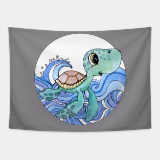 Blue sea turtle baby nursery kids gift Tapestry