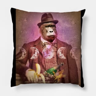 BeauRilla old timey gentleman gorilla ape victorian cameo Pillow