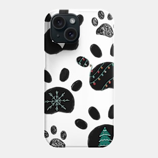 Paw print with Christmas symbols ugly christmas sweater Phone Case