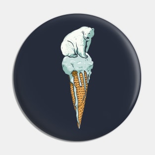 Polar Bear on Melting Ice Cream Pin