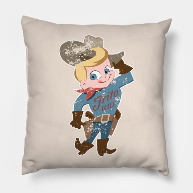 The Frito Kid (distressed) Pillow by DizDefunct