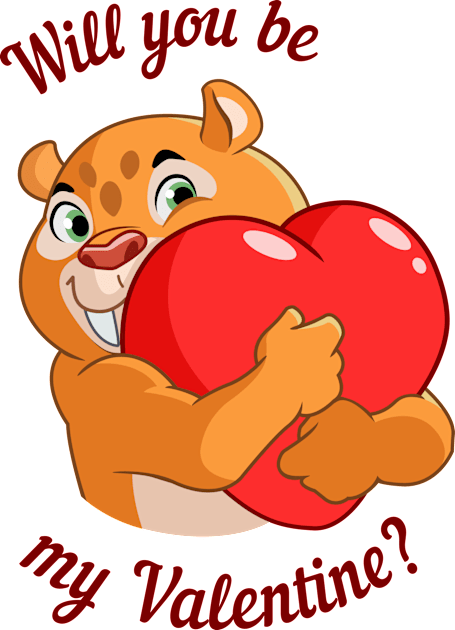 sabertooth tiger holding a heart Kids T-Shirt by Yurko_shop