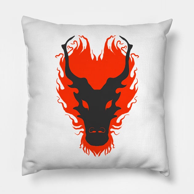 Red dragon head Pillow by phsycartwork