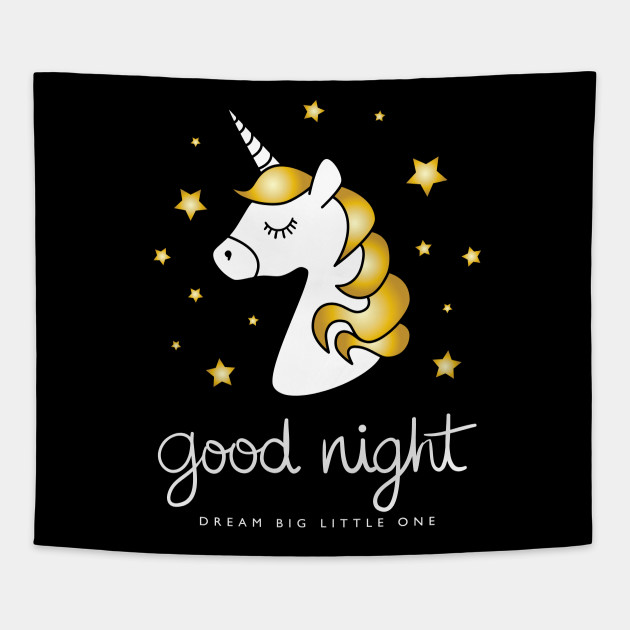 Unicorn Cartoon Design Good Night Kids Children Unicorn Tapestry Teepublic
