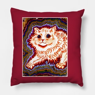 Cat : A Louis Wain abstract psychedelic Art Print Pillow