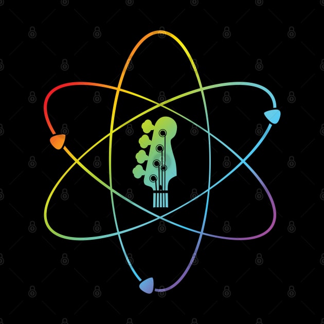 Bass Guitar Headstock Atom Symbol Colorful by nightsworthy