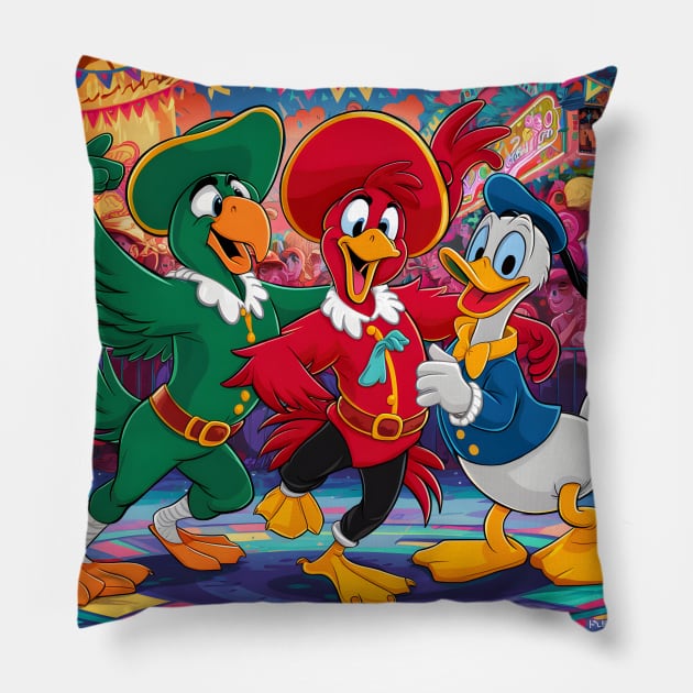 The Three Caballeros Pillow by Florian Sallo