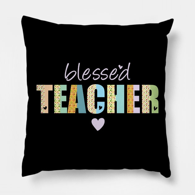 blessed teacher - thanksgiving - fall autumn Pillow by artdise