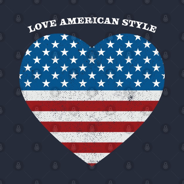 Patriotic USA Flag Heart Love American Style Distressed by CoffeeandTeas