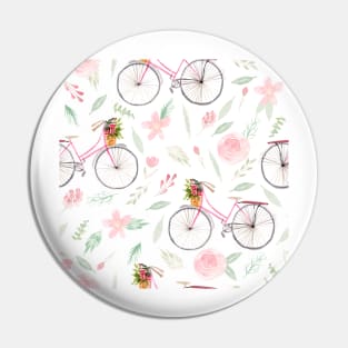 Whimiscal Bicycles | Watercolor | Rose pink Pin