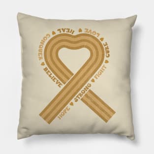 Gold Yellow Awareness Ribbon Pillow