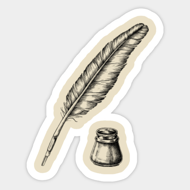 Quill Pen With An Inkwell Quill And Inkwell Sticker Teepublic