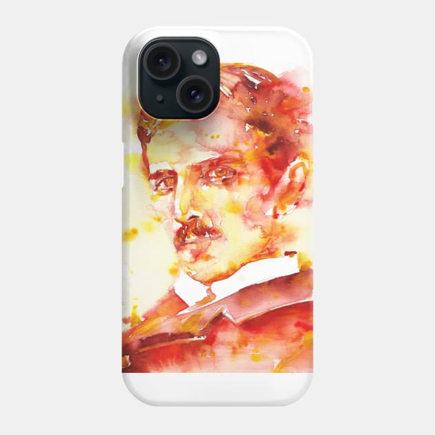 NIKOLA TESLA watercolor portrait .8 Phone Case by lautir