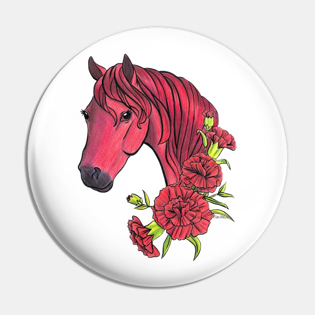 Garnet Horse With Red Carnation Flowers Pin by lizstaley