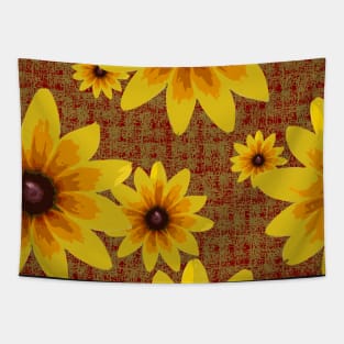 Blackeyed Susan on Burlap Gold over Red Repeat 5748 Tapestry