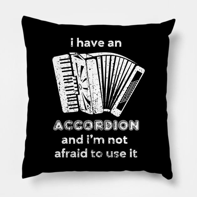 I have an accordion and I'm not afraid to use it Pillow by evisionarts