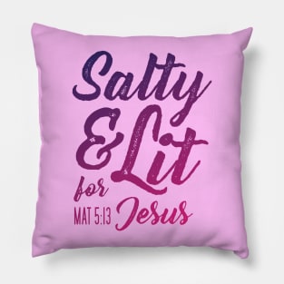 Salty and Lit for Jesus - Pink Gradient Distress Pillow