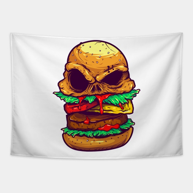 Monster  burger illustration Tapestry by Mako Design 