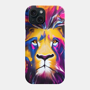 Lion in multi-colored pieces of paint. Phone Case