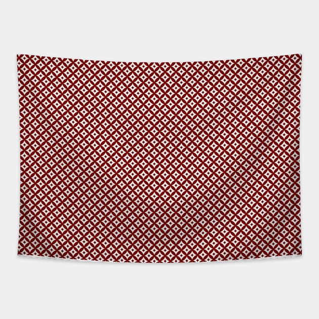 Dark Christmas Candy Apple Red and White Cross-Hatch Astroid Grid Pattern Tapestry by podartist