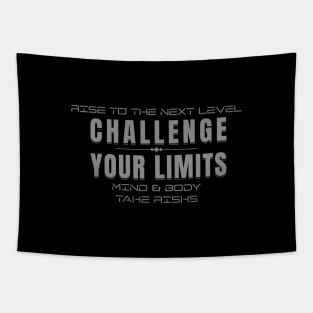 Challenge Your Limits Next Level Inspirational Quote Phrase Text Tapestry