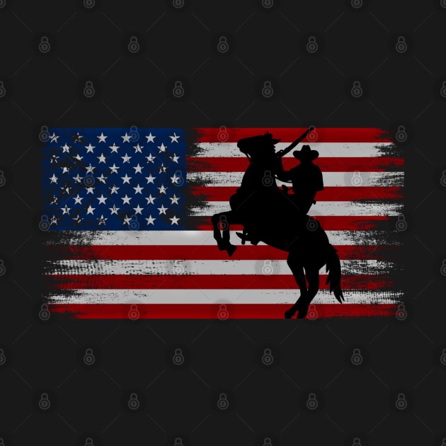 cowboy american flag vintage usa  cowboy Rodeo Roping Horse Riding by JayD World