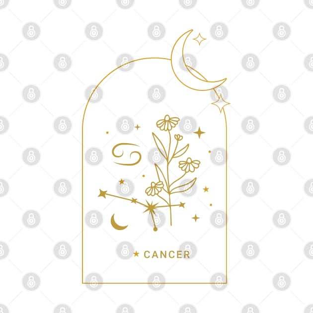 Cancer Zodiac Constellation and Flowers - Astrology and Horoscope by Patty Bee Shop