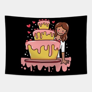 Baking Girl - Cake Decorator - Cute happy birthday Tapestry