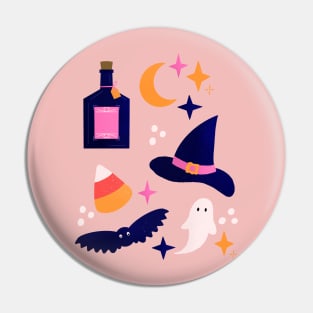 Pink and purple Halloween essentials Pin