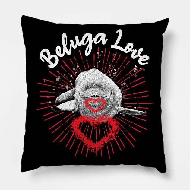 Beluga whale, Whale, Heart, Air ring, Mammal, Love Pillow by Strohalm