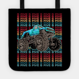 5 Years Old Monster Truck 5th Birthday Truck Party Tote
