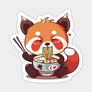 Cute Red Panda eating ramen Magnet