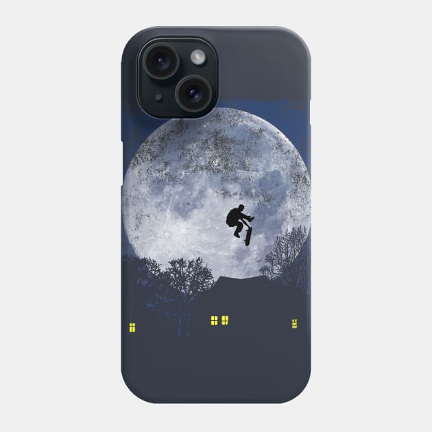 Skateboarding Freestyle - Blue Moon Phone Case by MerlinArt