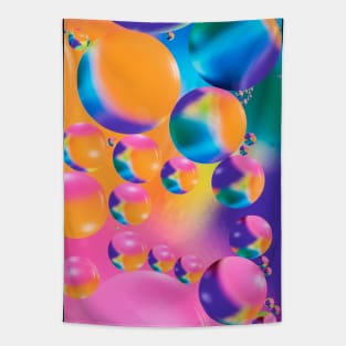 Colorful close up of oil drops in water Tapestry