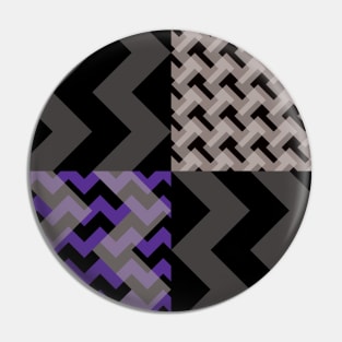 'Ziggy' - in Purple, Lilac and shades of Grey on a Black and Charcoal Grey base Pin