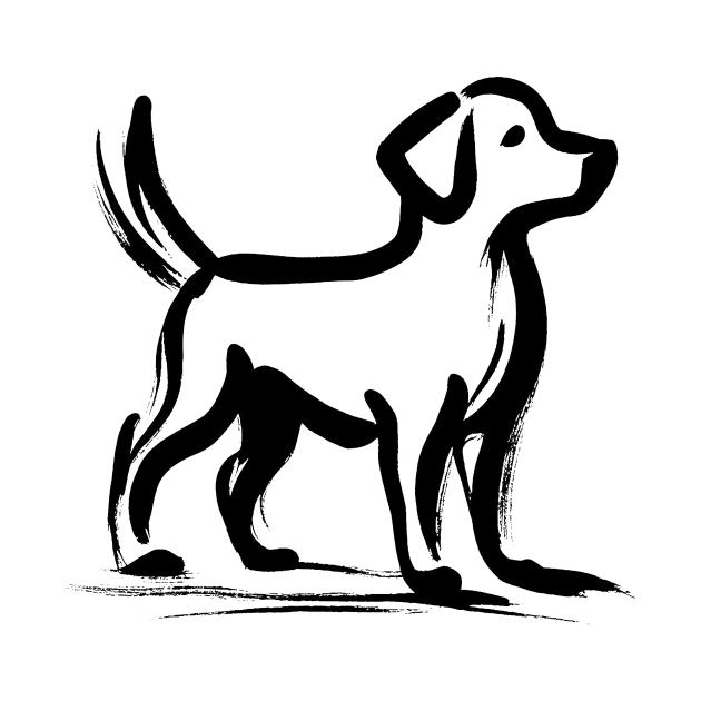 Stick figure dog in black ink by WelshDesigns