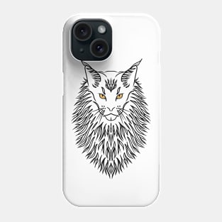 Maine coon black line art Phone Case